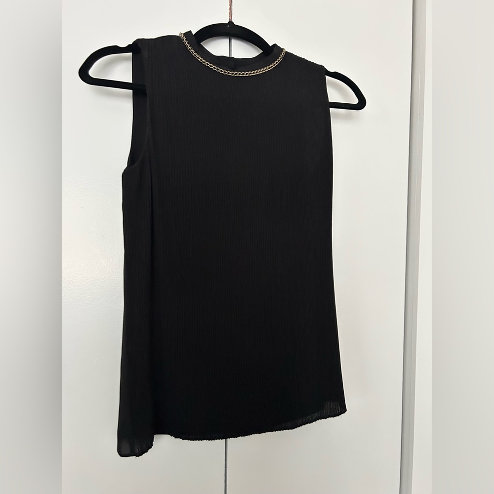 Reiss Black Sleeveless Top with Chain Detail